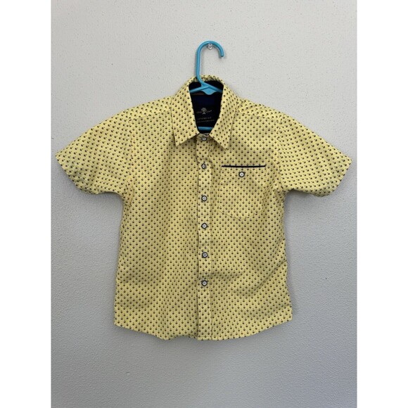 NWOT Boys Yellow Patterned Craft + Flow Button Up Dress Shirt Size 4 Small - Picture 1 of 13